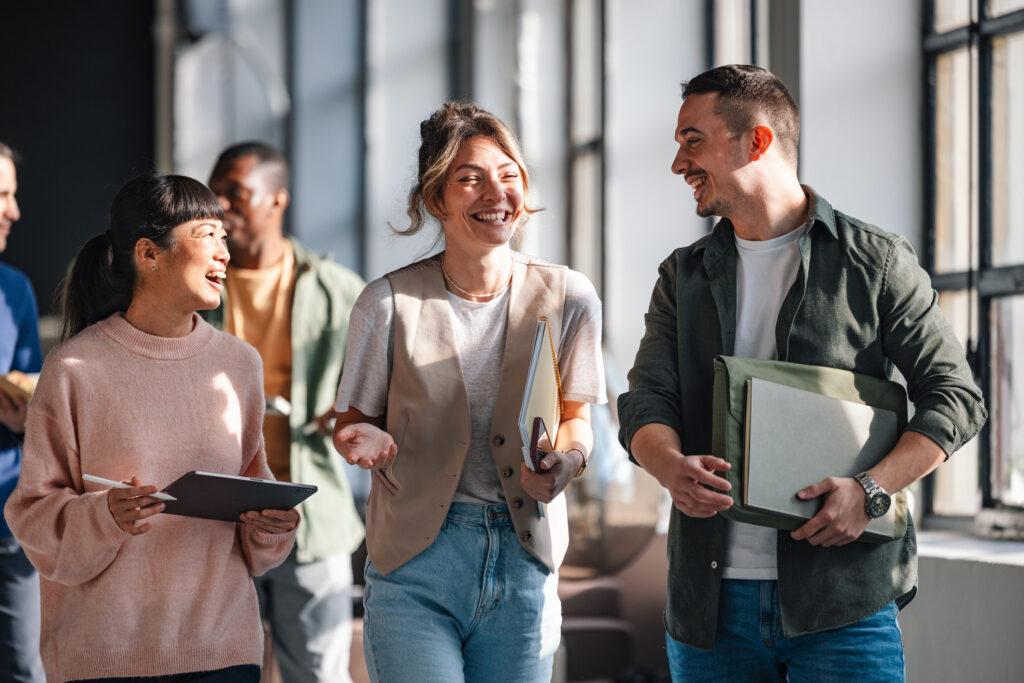 Young professionals part of a coworking community
